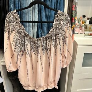Boutique Floral Sheer Off Shoulder Blouse